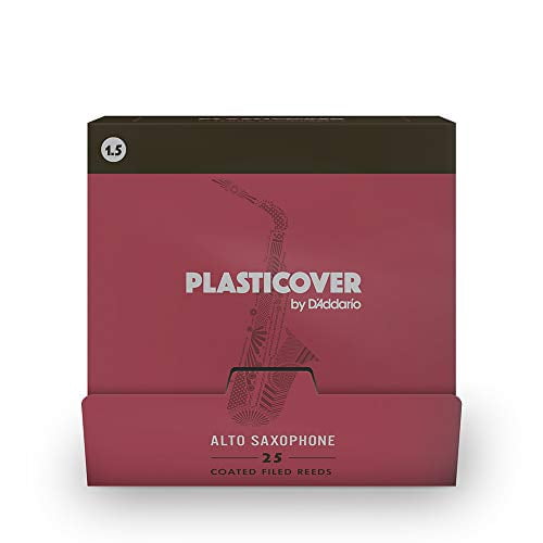 Plasticover by D'Addario Alto Saxophone Reeds, Strength 1.5, 25-pack
