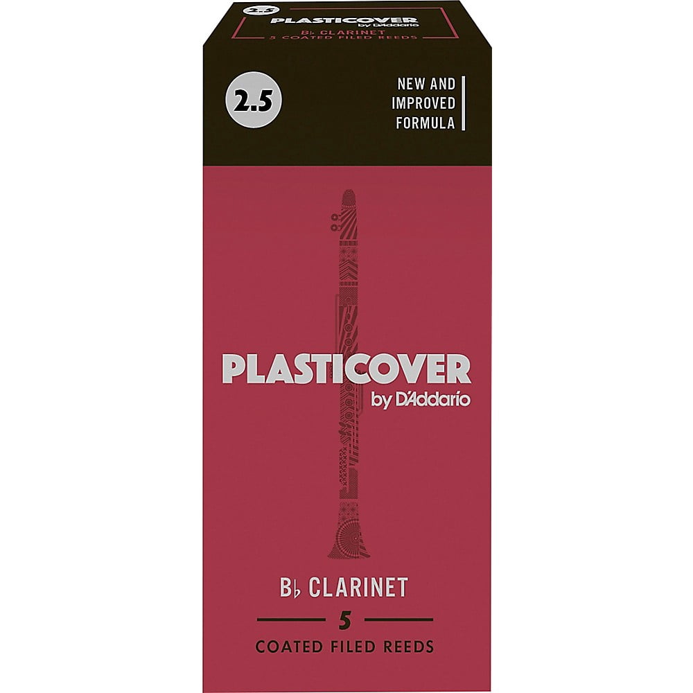 Plasticover by D'Addario Bb Clarinet Reeds, Strength 2.5, 5-pack