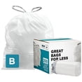 thumbnail image 1 of Plasticplace Trash Bags, Compatible with simplehuman Code B (200 Count) White Drawstring Garbage Liners 1.6 Gallon / 6 Liter, 12.5" x 15.5", 1 of 8