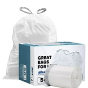 Plasticplace 10-10.5 Gallon White Drawstring Trash Bags, 21 in x 28 in, Code J Size, Compatible with simplehuman Trash Cans, 50 Count
