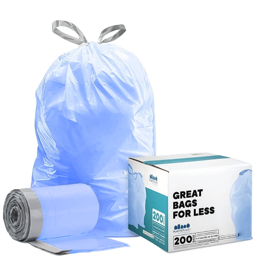 Plasticplace Custom Fit Trash Bags‚ Simplehuman® Code U Compatible (200  Count)‚ White Drawstring Garbage Liners 14.5-21 Gallon / 55-80 Liter‚ 26.5  x