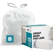 Plasticplace Custom Fit Trash Bags, Compatible with Simplehuman Code K, White Drawstring Garbage Bags Liners, 10 Gallon / 38 Liters, 24" x 28" (200 Count) Heavy Duty Trashbags Home Essentials Large