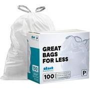 Plasticplace 13-16 Gallon White Drawstring Trash Bags, 1.2 Mil,23.5"x31.5", Garbage Bags,200 Count