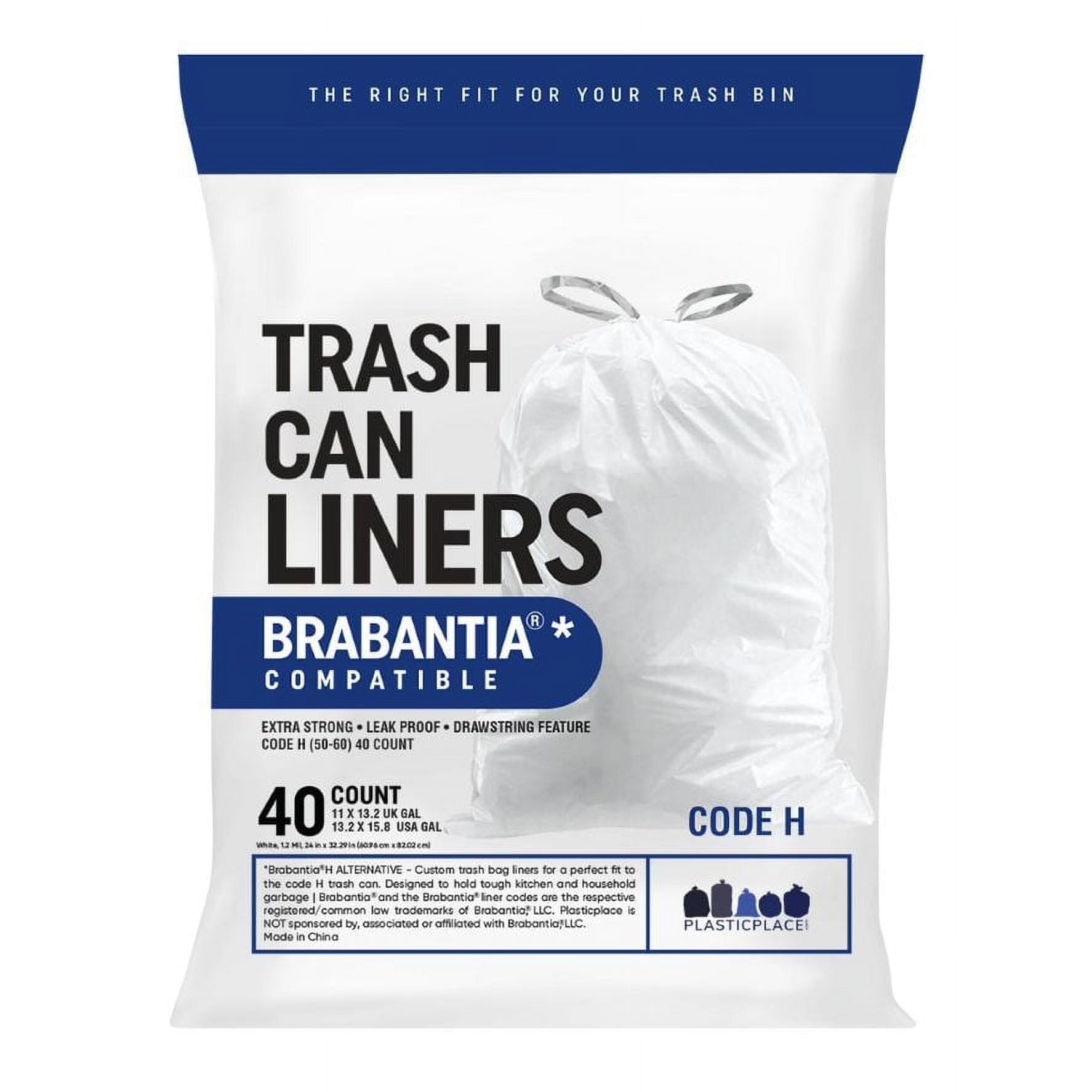 White 16 Gallon Drawstring Trash Bags, 40 Count