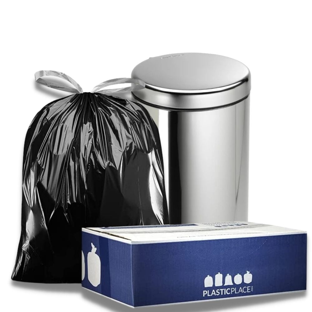 Black 13 Gallon Drawstring Trash Bags, 50 Count
