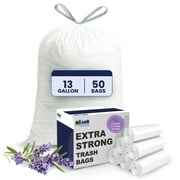 Plasticplace 13 Gallon Drawstring Trash Bags, Lavender and Vanilla Scented , 50 Bags, White