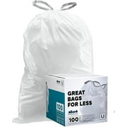 Plasticplace 14.5-21 Gallon White Drawstring Trash Bags, 1.2 Mil, 26.5"x32", Garbage Bags, 100 Count