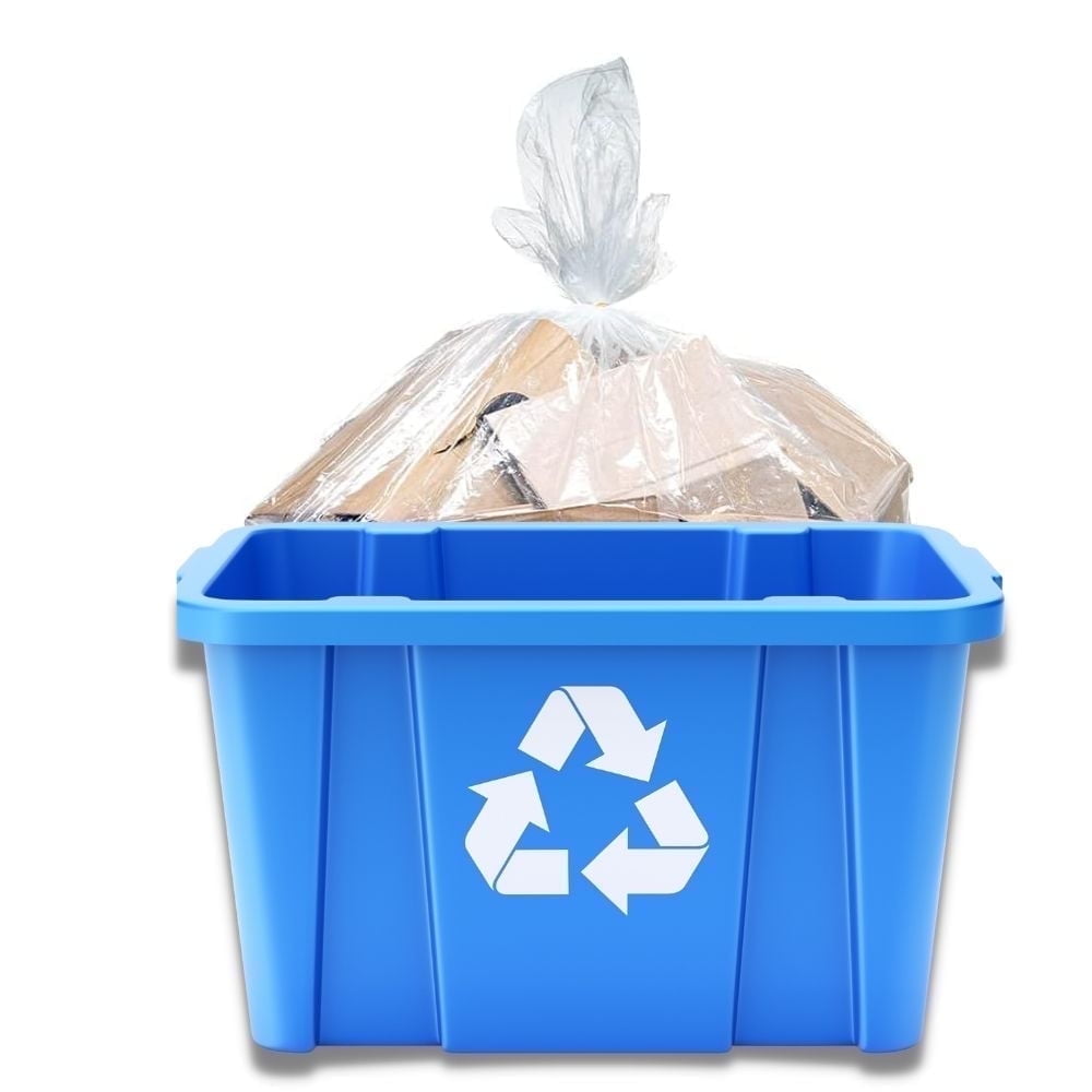 Plasticplace 14 Gallon Clear Recycling Trash Bags │ 1.2 Mil Garbage Can Liners │ 21"x16"x27’’ (200 Count)