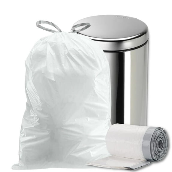Plasticplace 18 Gallon Heavy-Duty White Drawstring Trash Bags, 2.0 Mil Durable Garbage Can Liners, Leak-Resistant Tall Kitchen Bags for Home, Office & Industrial Use, 25.5"x28", 80 Count Trashbags