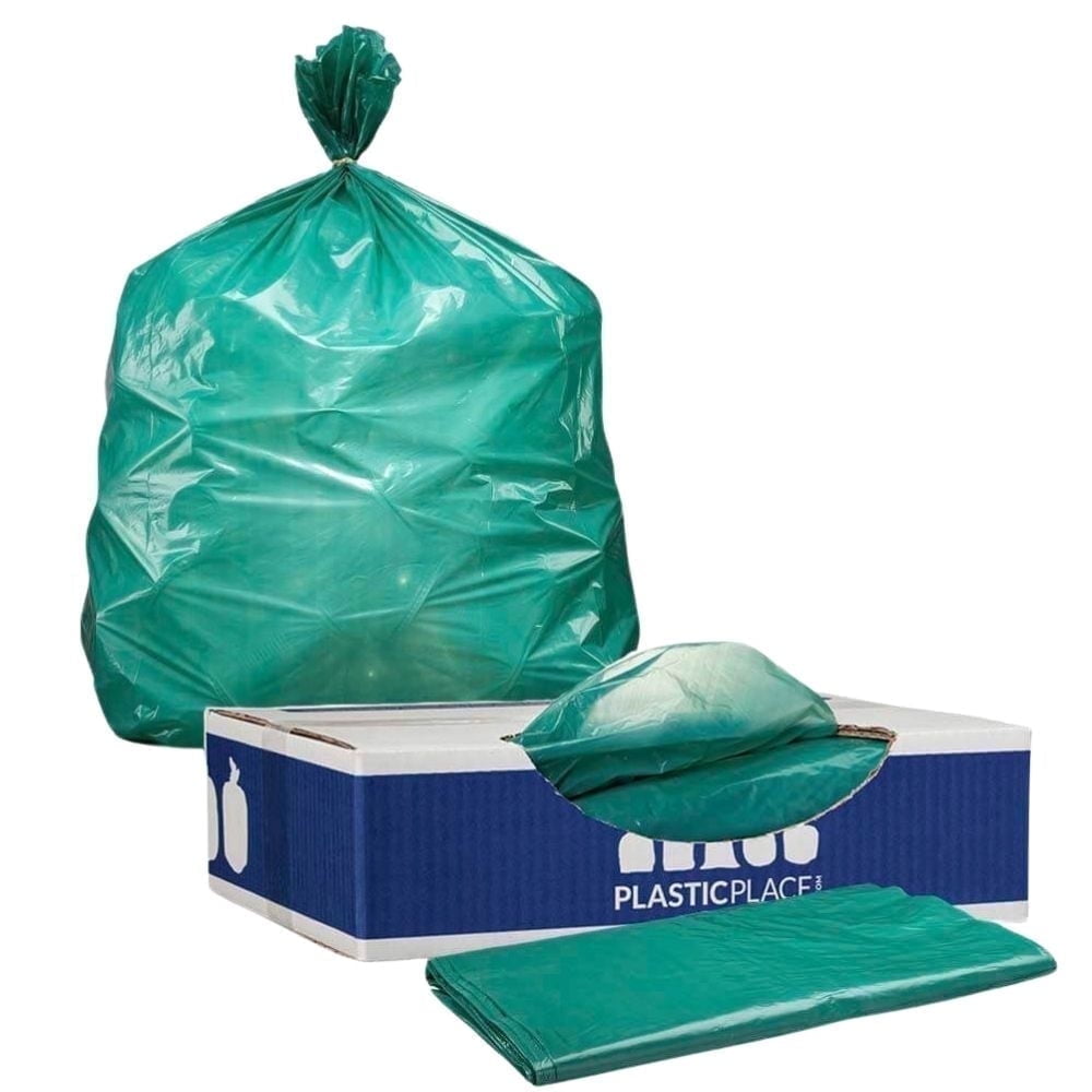 Plasticplace 20-30 Gallon Trash Bags │ 1.2 Mil │ Green Garbage Can Liners │ 30’” x 36” (200 Count)