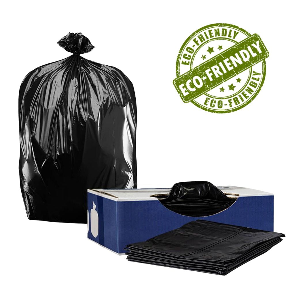 Plasticplace 25 Gallon Eco-Friendly Trash Bags, 100 Count, Black