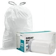 Plasticplace 30.4 Gallon White Drawstring Trash Bags, 28.5" x 39", Code Y Garbage Bags, 100 Count