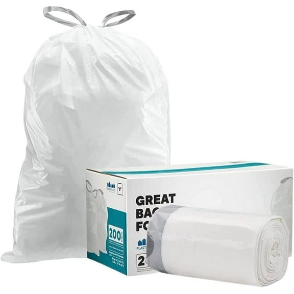 Plasticplace Custom Fit Trash Bags,Compatible withsimplehuman Code Y (100 Count) White Drawstring Garbage Liners 30.4 Gallon/ 115 Liter, 28.5" x 39"