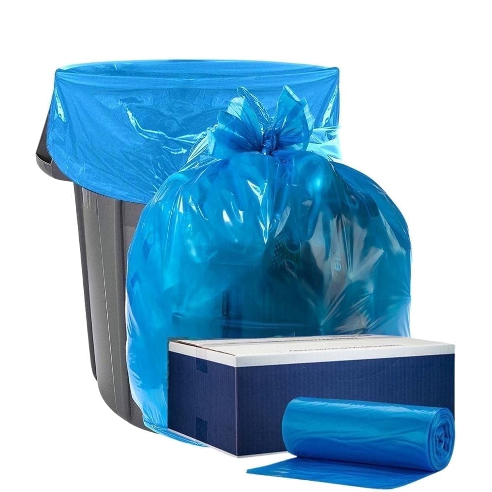 Plasticplace 30-40 Gallon Recycling Trash Bags │ 1.2 Mil│ Blue Garbage Bag Liners │ 33” x 46” (100 Count)