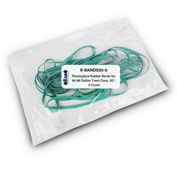 Plasticplace Heavy-Duty Rubber Bands for 95-96 Gallon Trash Cans, 30” Diameter, Extra Strong, Secure Trash Bags, Reusable & Durable, Green, 5-Pack for Office, Home, Industrial Packaging Elastic Bands