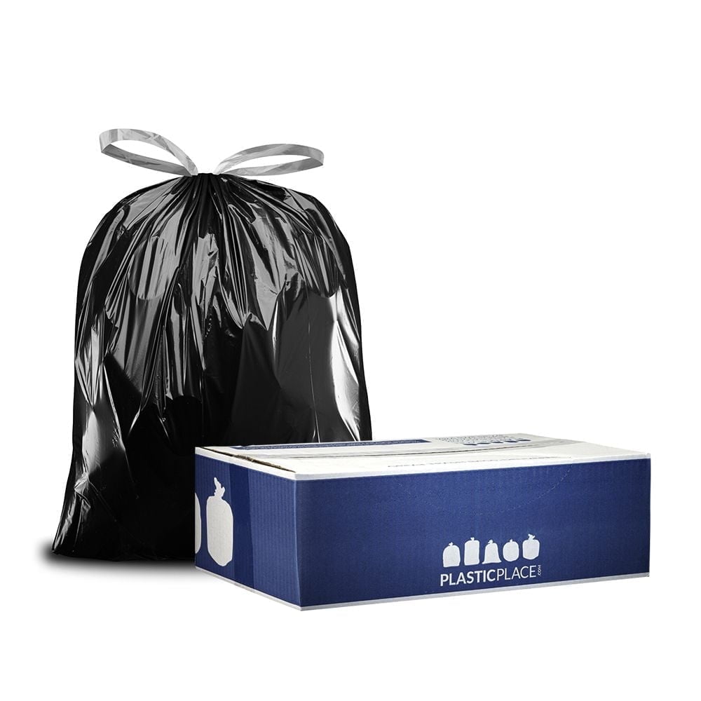 Heavy-Duty Black Drawstring Trash Bags, 33 Gallon, 100 Count