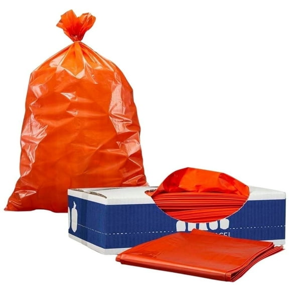 Plasticplace 32-33 Gallon Trash Bags │ 1.2 Mil │ Orange Garbage Can Liners │ 33’” x 39” (100 Count)