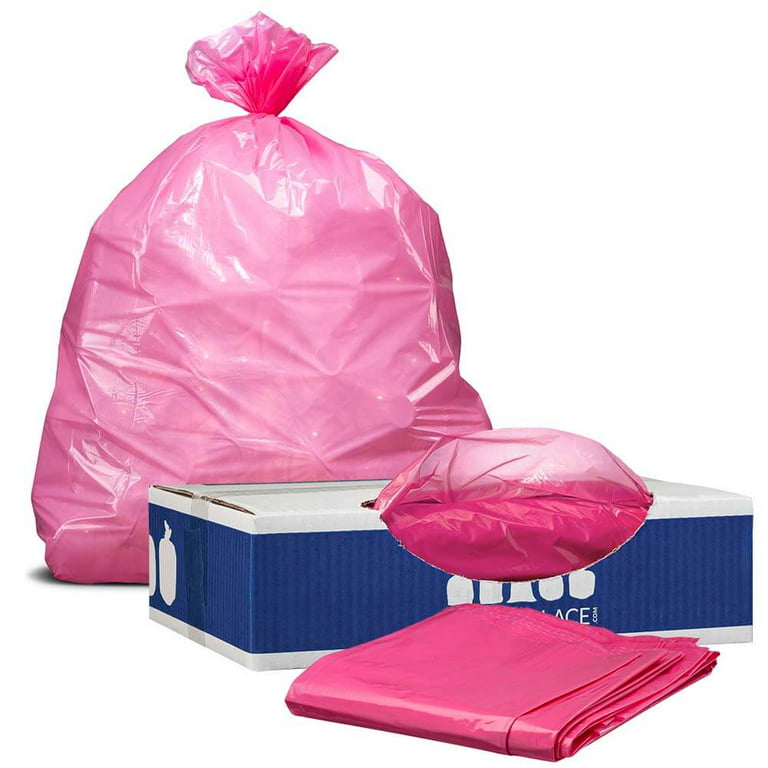 Plasticplace 32-33 Gallon Trash Bags, 100 Count, Pink
