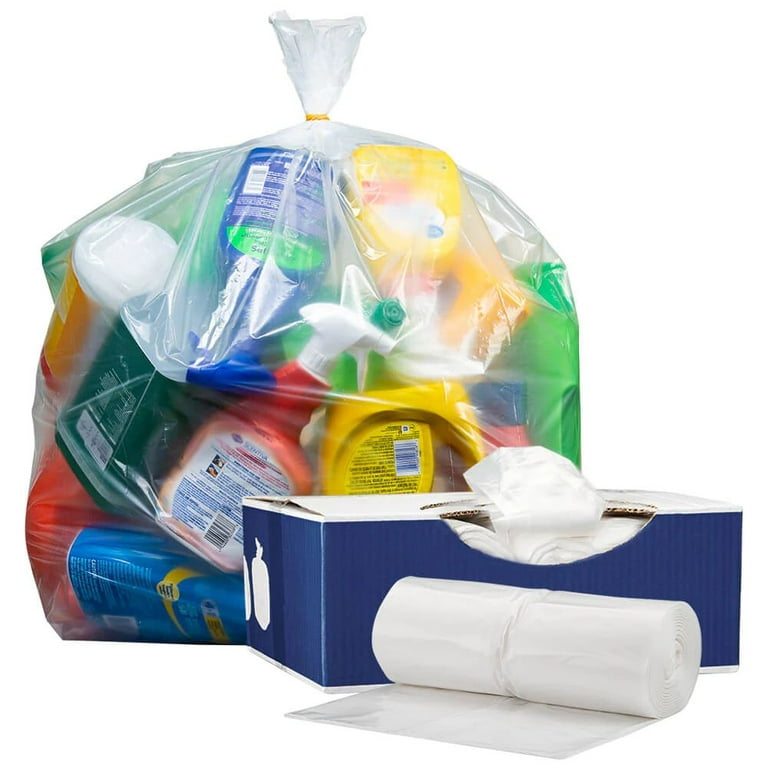 clear trash bags, 33 gallon, large