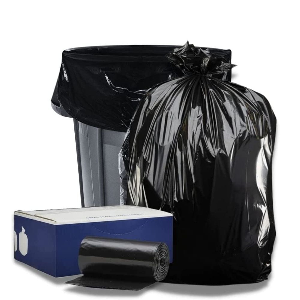Plasticplace 35 Gallon Trash Bags - Black, case of 100 bags