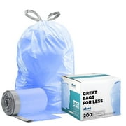 Plasticplace 4.2-4.8 Gallon Drawstring Tinted Blue Trash Bags Compatible with simplehuman Code V, 100 Count