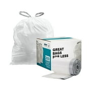 Plasticplace 4.2-4.8 Gallon Drawstring White Trash Bags Compatible with simplehuman Code V, 200 Count