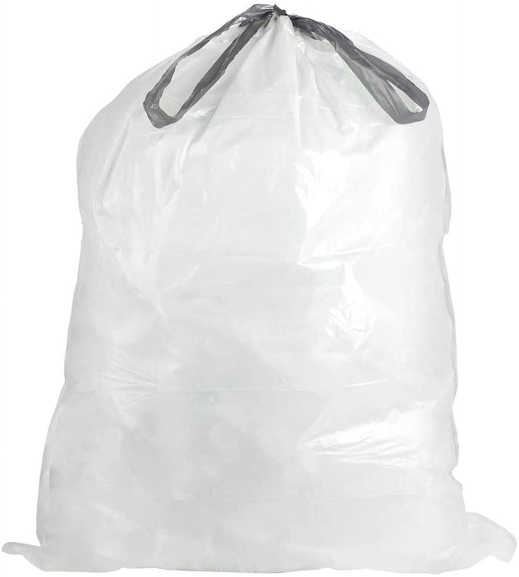 White Tear-Resistant Drawstring Trash Bags, 5.2 Gallon, 100 Count