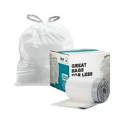 Plasticplace 5.2 Gallon White Drawstring Trash Bags, 18.5" x 20", Compatible with Code E, 200 Count