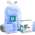thumbnail image 1 of Plasticplace Custom Fit Trash Bags, Compatible with simplehuman Code D (100 Count) Tinted Blue Drawstring Garbage Liners 5.3 Gallon / 20 Liter, 15.75" x 28", 1 of 8