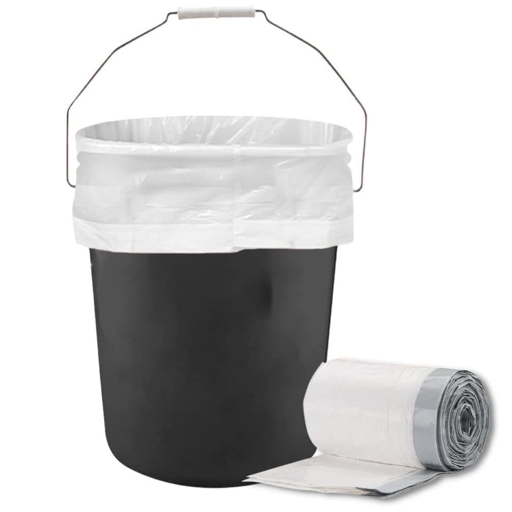 Plasticplace 6 Gallon Trash Bags 0.7 Mil White Drawstring Garbage Can Liners
