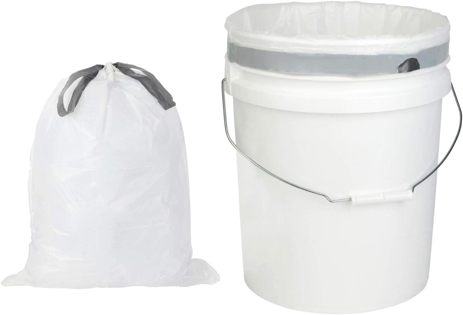 White 5 Gallon Drawstring Trash Bags with Low-Density Resin