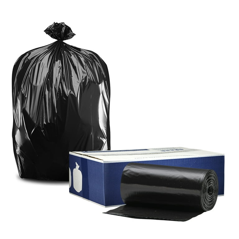 Plasticplace 55-60 Gallon Heavy Duty Trash Bags, Black, 1.5 Mil (100 Count)