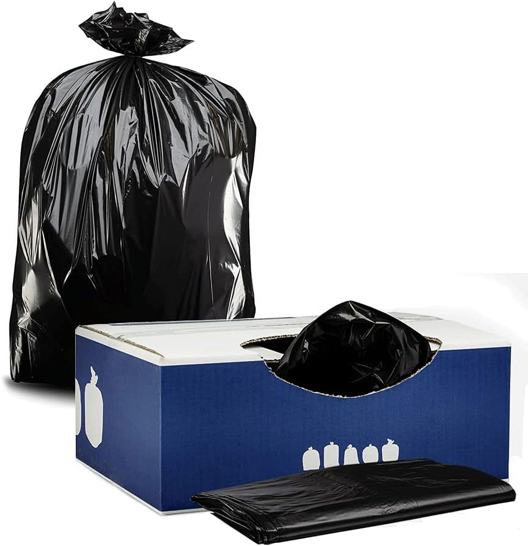 Plasticplace 55-60 Gallon Trash Bags 1.2 Mil Black Heavy Duty Garbage Can Liners 38” x 58” (50 Count)