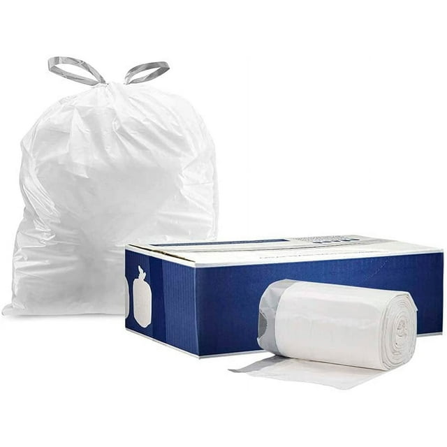Plasticplace 6 Gallon Trash Bags 0.7 Mil White Drawstring Garbage Can ...