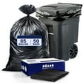 thumbnail image 1 of Plasticplace 65 Gallon Trash Bags │ 3.0 Mil │ Black Heavy Duty Garbage Can Liners │ 50” x 48” (50 Count), 1 of 7