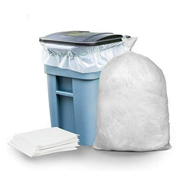 Plasticplace 65 Gallon Trash Bags, 1.5 Mil Clear Heavy Duty Garbage Can