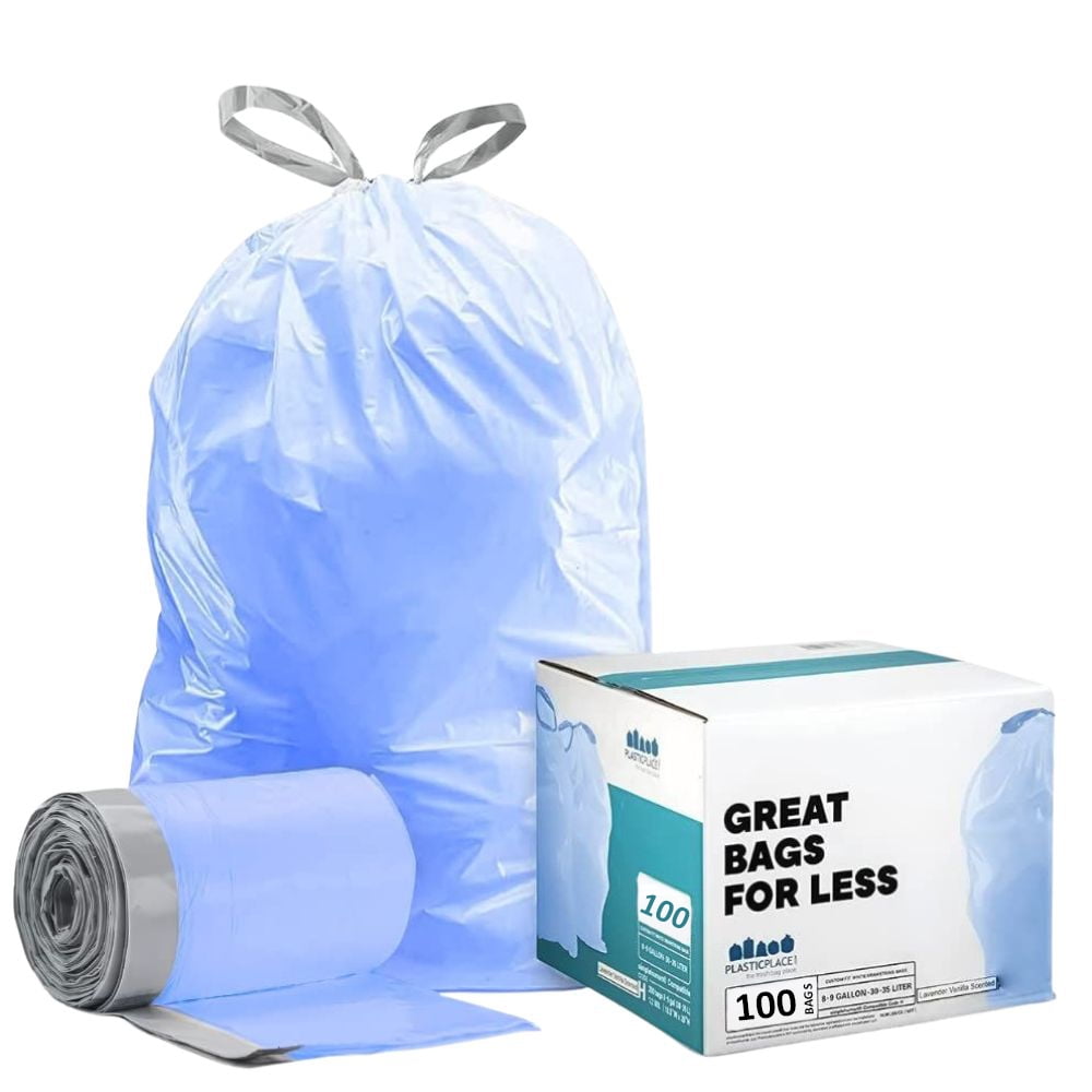 Plasticplace 8-9 Gallon Simplehuman®* Compatible Blue Trash Bags Code H,  100 Garbage Bags 