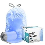 Plasticplace 8-9 Gallon Tinted Blue Drawstring Trash Bags, 1.2 Mil, Compatible with Code H, 200 Count