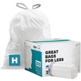 thumbnail image 1 of Plasticplace Custom Fit Trash Bags Compatible with simplehuman Code H (200 Count) Drawstring Garbage Bag 8-9 Gallon White Tear-Resistant Trash Liners for Kitchen Bathroom Office Recycling 18.5” x 28”, 1 of 7