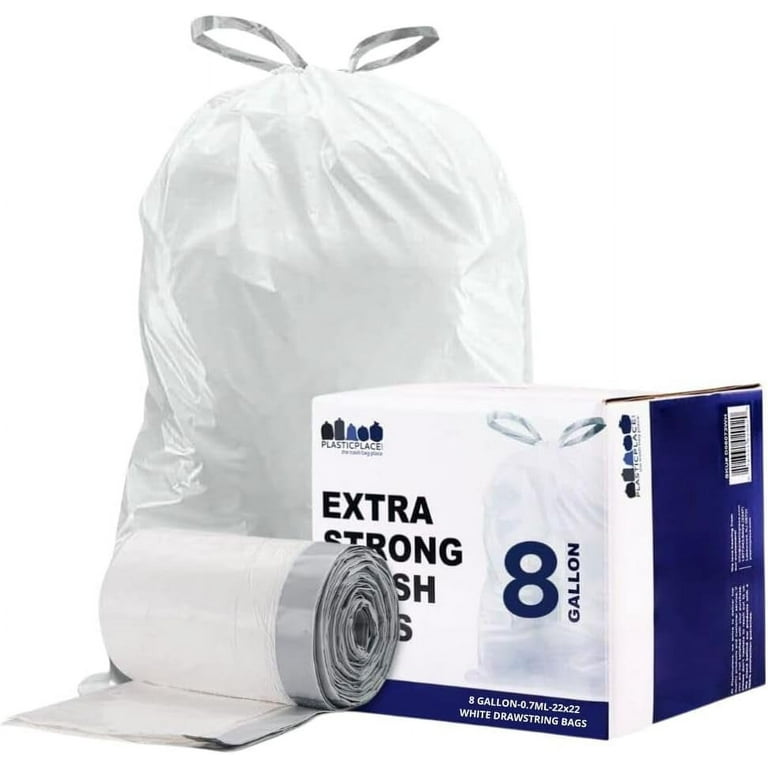 Trash Bags Drawstring Garbage Bags- Thicker Heavy Bathroom Trash Can Liners  for