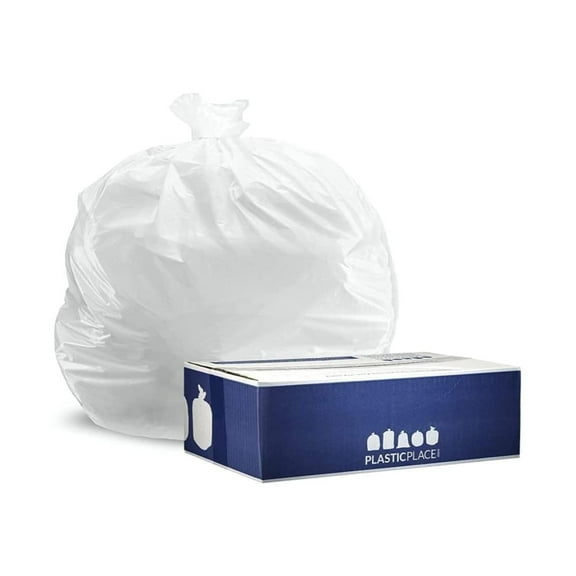 Plasticplace 8 Gallon Trash Bags with Flaps 0.55 Mil Value Line White Garbage Can Liners 22''x24'' (110 Count)