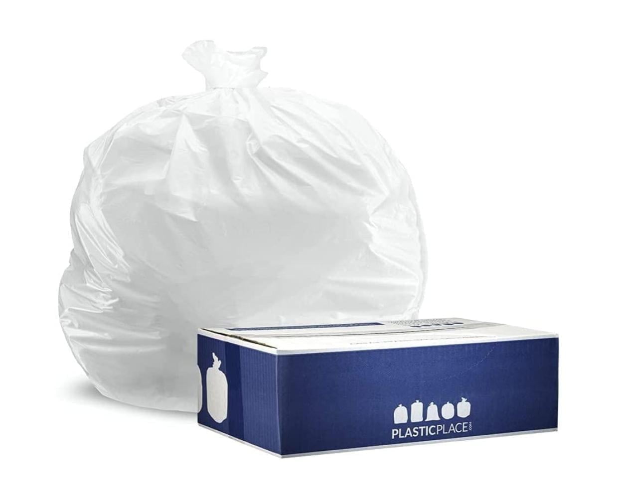 Plasticplace 8 Gallon White Trash Bags with Flaps, 0.55 Mil, 22" x 24", Garbage Liners, 110 Count