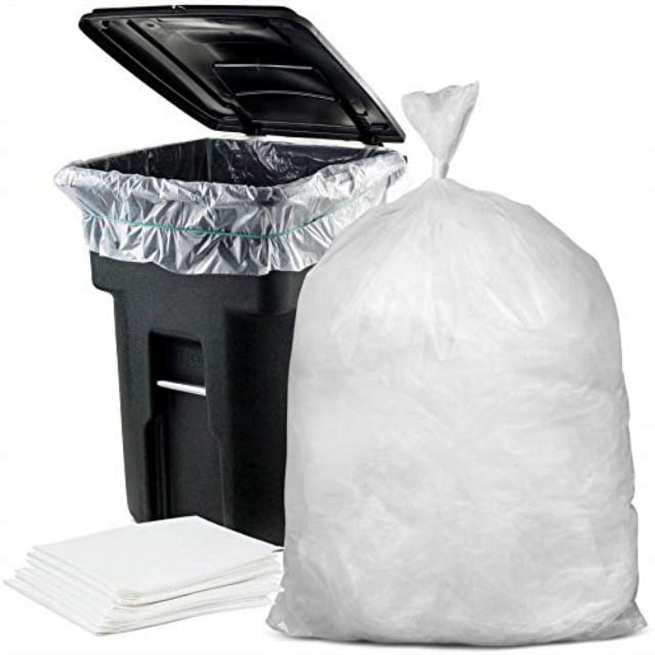 95-96 Gallon Clear Trash Bags, (Value 25 Bags w/Ties) Extra Large Clear  Plastic Garbage Bags, 61W x 68H.