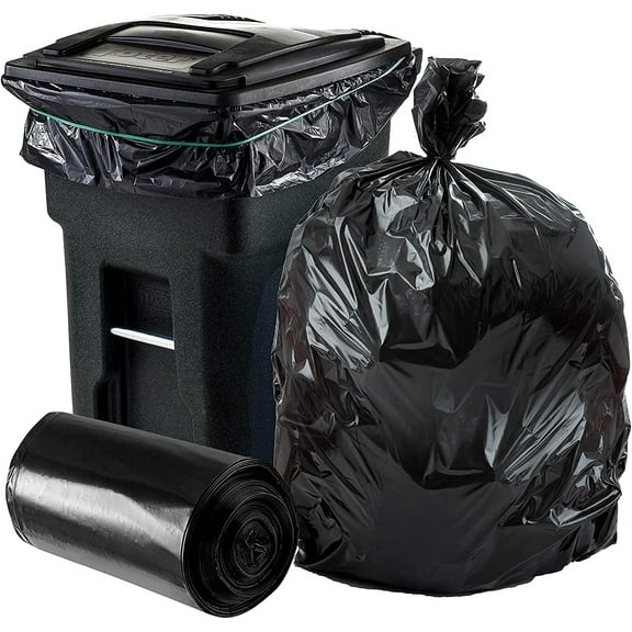Plasticplace 32 Gallon Trash Bags Garbage Can Liners for Toter , Heavy Duty Contractor Black Garbage Bags , Leak-Proof, Tear-Resistant Can Liners , 44” x 54” , 50 Count Trashbags Yard Waste 1.5 Mil
