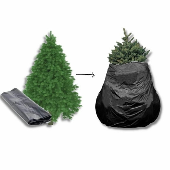 Plasticplace Christmas Tree Disposal and Storage Bag │ Fits Trees 9’ Tall │ 38" x 34" x 114", 1.5 MIL (Black)