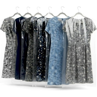 Plasticplace Clear Plastic Hanging Garment Bags, 1.0 Mil Sloped Shoulder Plastic Suit Bags Protect Full-Length Dresses, Coats, Uniforms, and More Long Apparel, 21" x 4" x 54", 50 Count