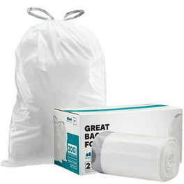 simplehuman Code Q Genuine Custom Fit Drawstring Trash Bags in Dispenser  Packs, 60 Count, 50-65 Liter / 13.2-17.2 Gallon, White
