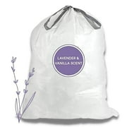 Plasticplace Drawstring 8 Gallon Trash Bags, Lavender & Vanilla Scent, White, 0.7 Mil, 200 Bags