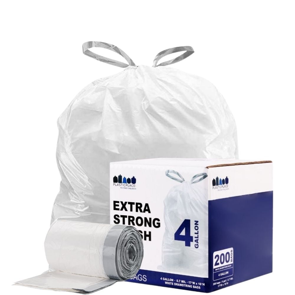Small 4 Gallon Trash Bags Drawstring, Zeuste 120 Packs Extra Strong 3-4  Gallon Recycling Bags, Small Waste Basket Bags, Small Garbage Bags for