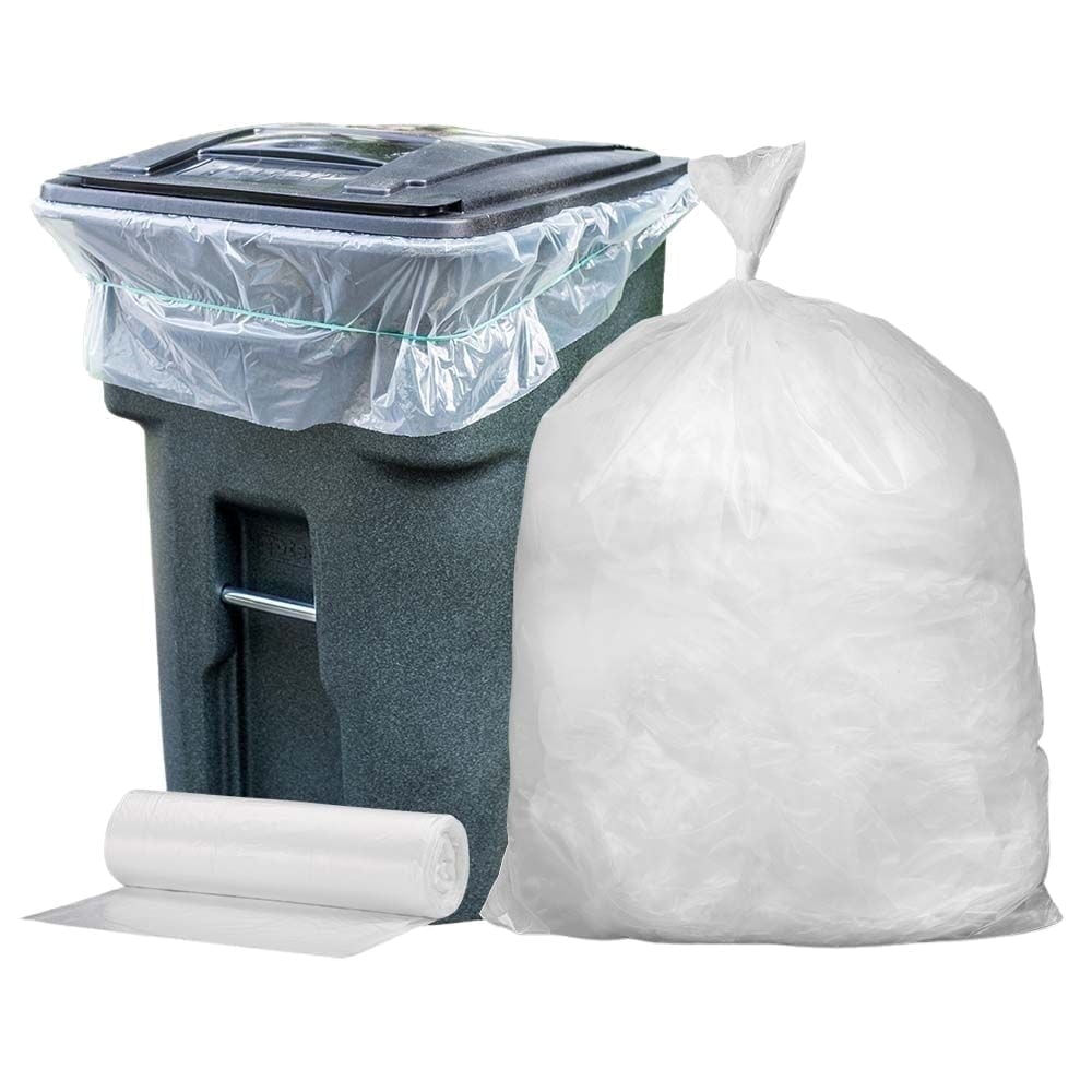 Plasticplace 65 Gallon Trash Bags , Clear Heavy Duty Garbage Bags Liners , 50” x 48” , 25 Count , Tear & Leak-Proof , Industrial Strength for Outdoor, Commercial & Residential Use Trashbags 2.7 Mil